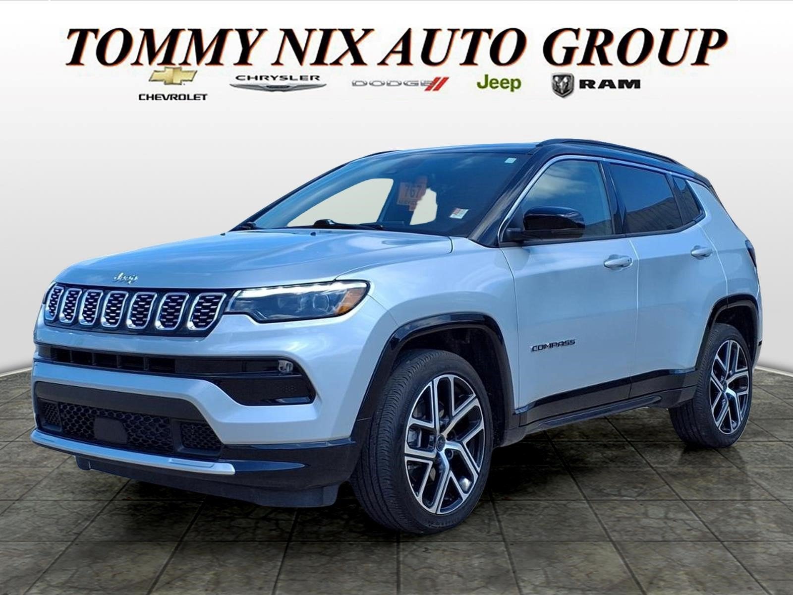 2025 Jeep Compass Limited in Silver — front three-quarter view