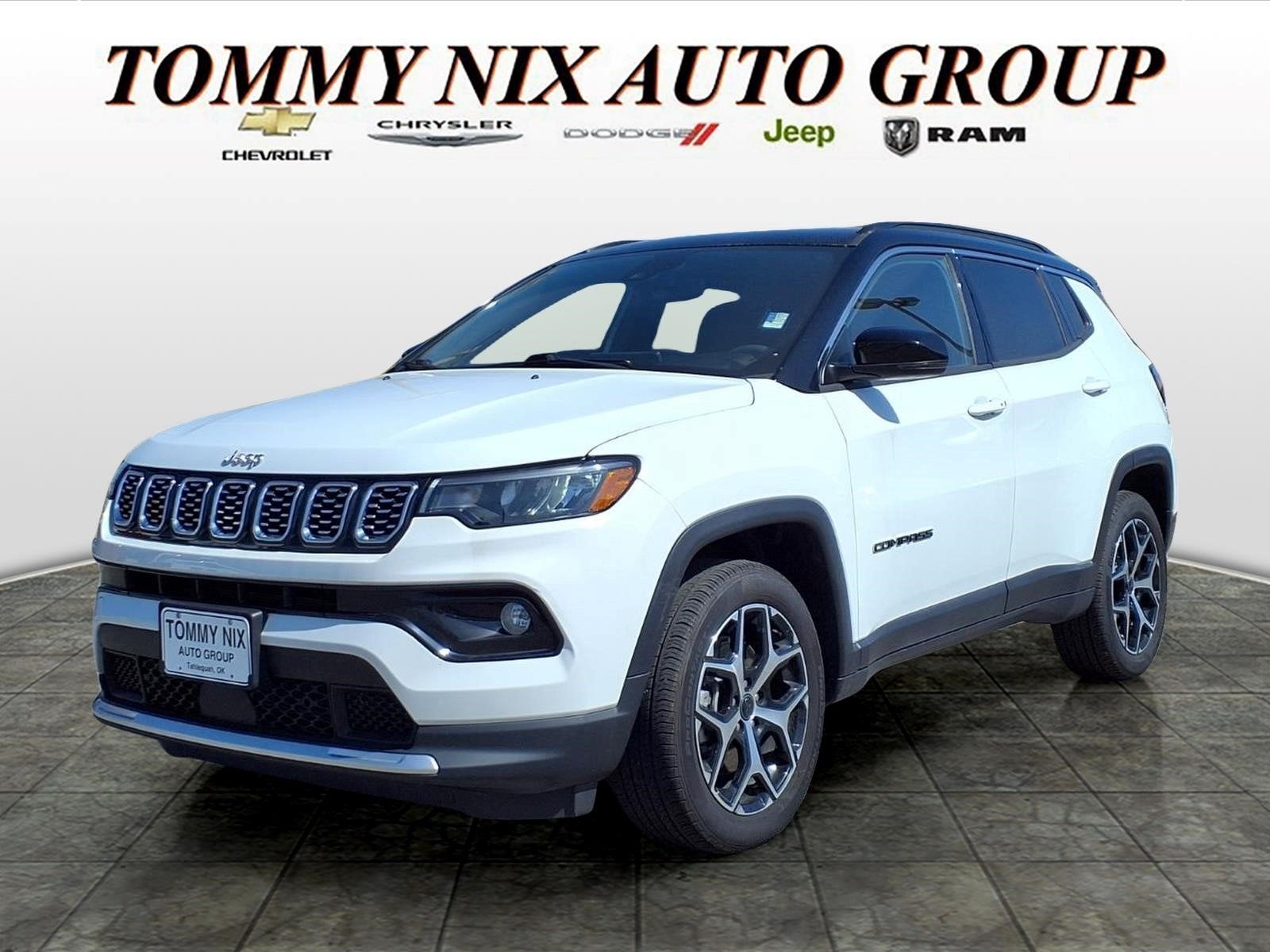 2025 Jeep Compass Limited in White — front three-quarter view