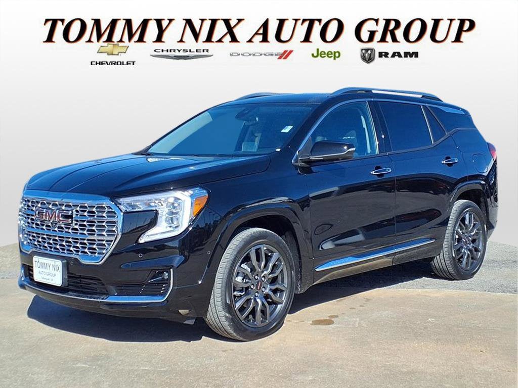2023 GMC Terrain Denali in Ebony Twilight Metallic — front three-quarter view