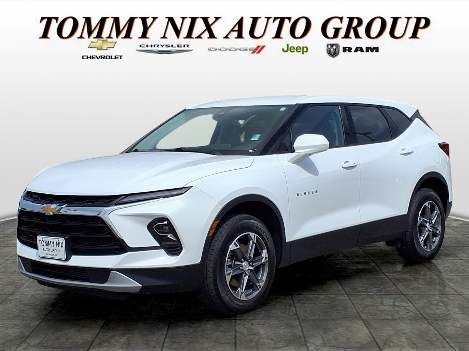 2025 Chevrolet Blazer 2LT in Summit White — front three-quarter view