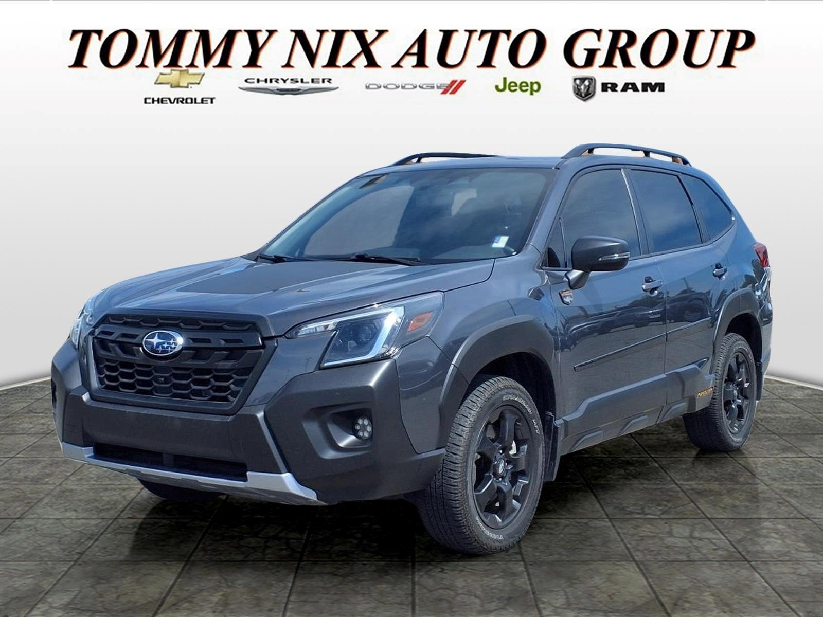 2023 Subaru Forester Wilderness in Gray — front three-quarter view