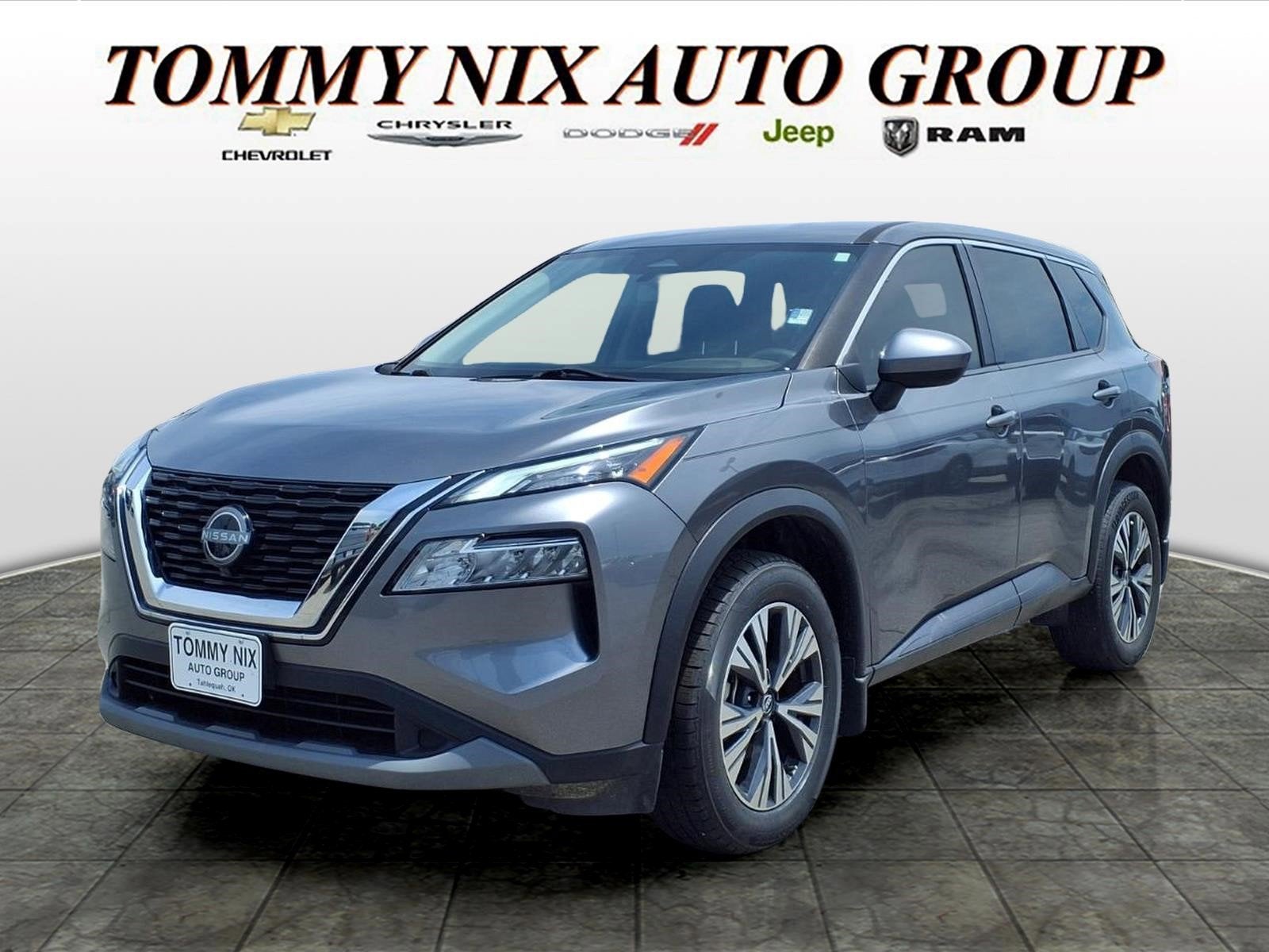 2023 Nissan Rogue SV in Gray — front three-quarter view